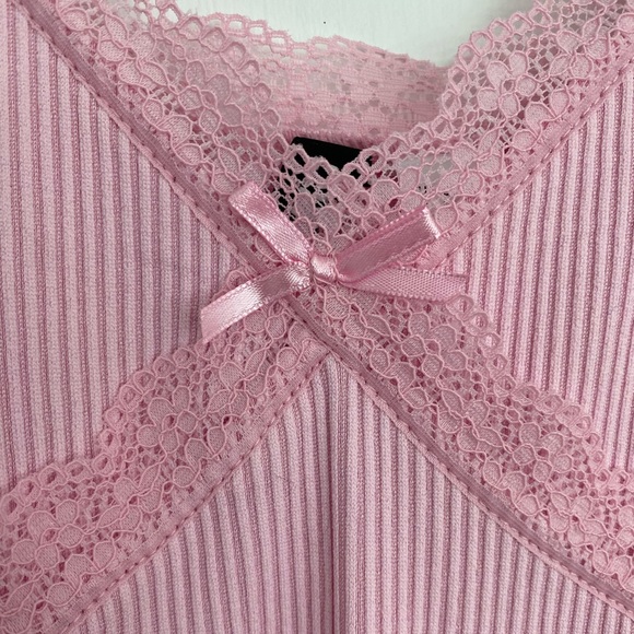 H&M Ribbed Lace-Trimmed Pink Dress - Picture 4 of 5